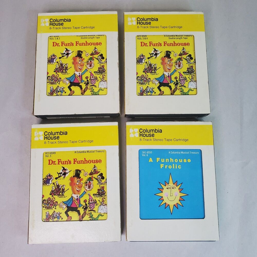 Dr Funs Funhouse Vol 1-6 : 8-Track Stereo Cartridge Tapes 1976 (Lot of 4) UNTEST